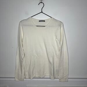 Alashan Cotton Cashmere Fitted Cream Crewneck Sweater Womens Small
